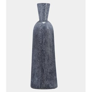 Grooved Glass Vase - Blue