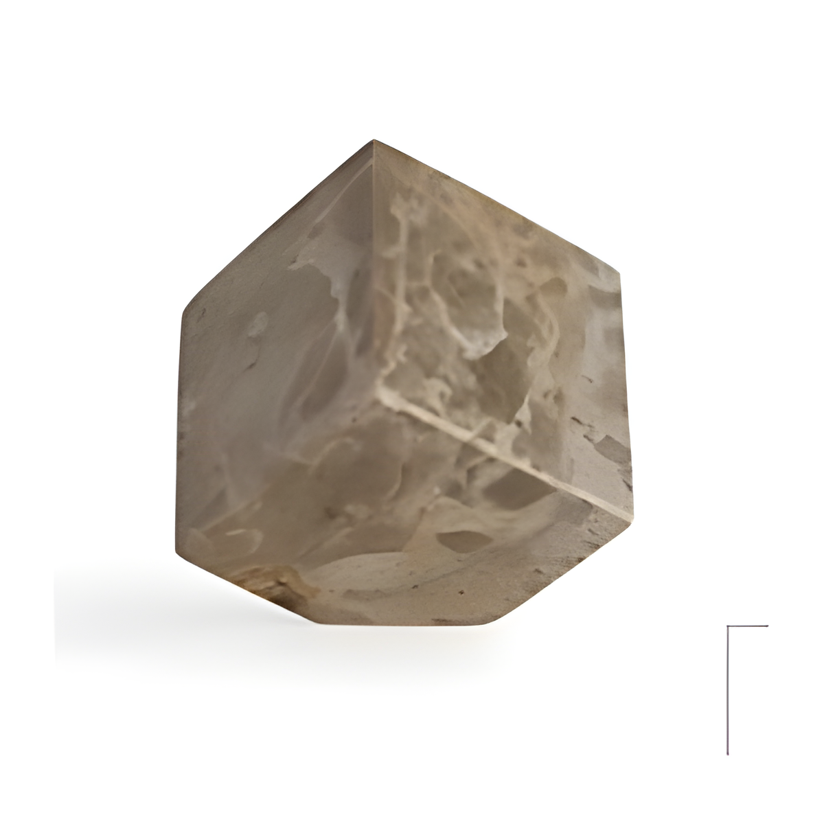 Small Butterscotch Marble Cube Object, Gray
