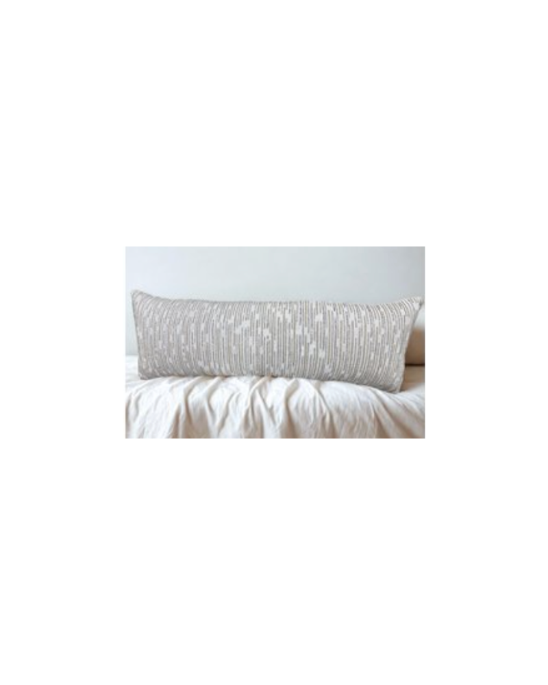 14 X 38 Beaded Front Pillow- Cream
