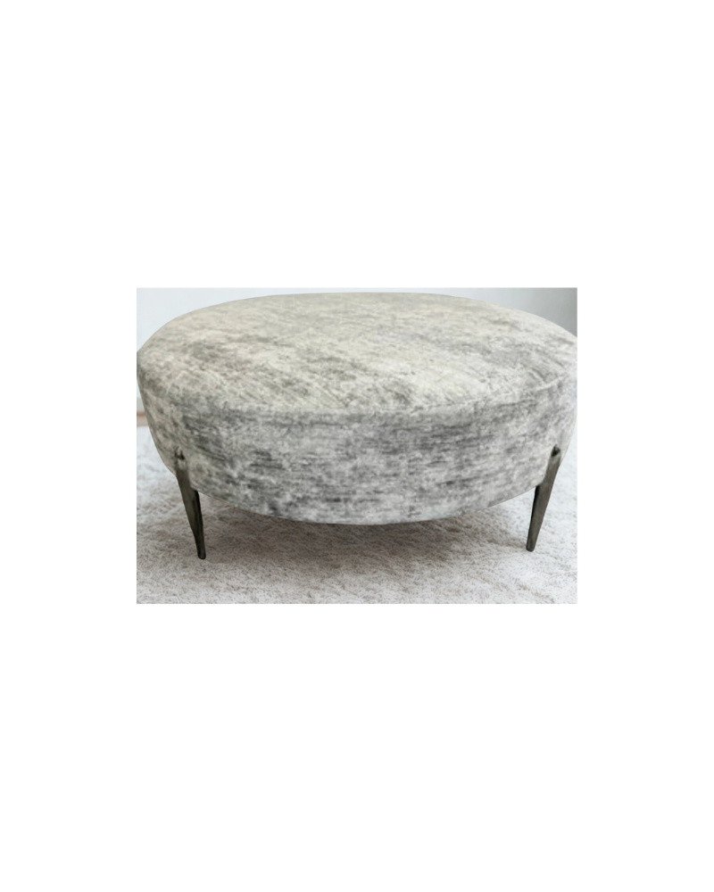 Round Ottoman - Silver