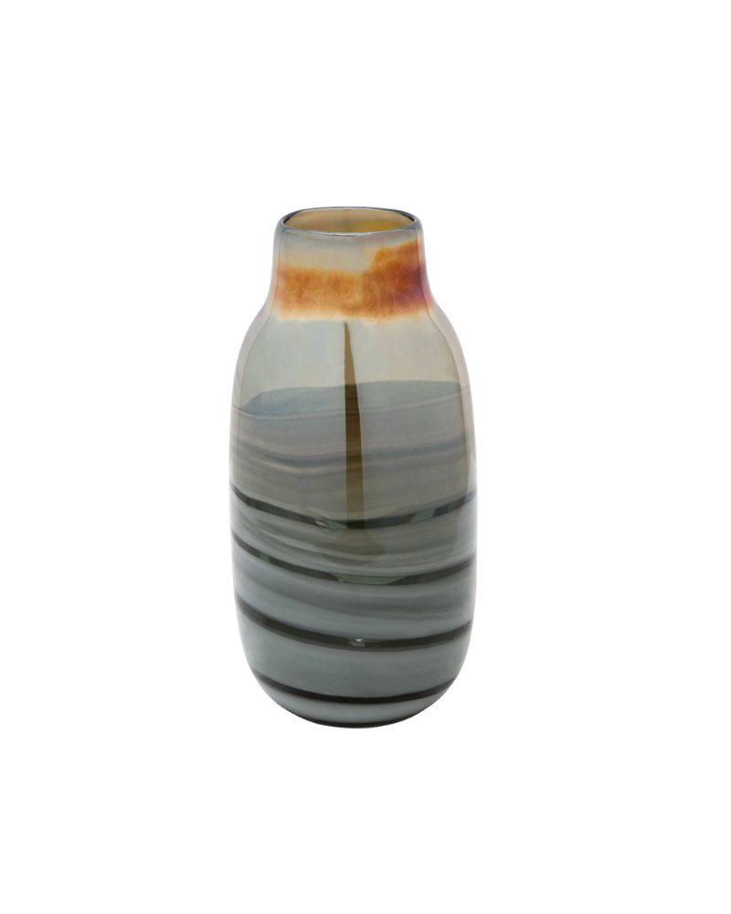 Metallic Glass Vase Tall - Black & Gold