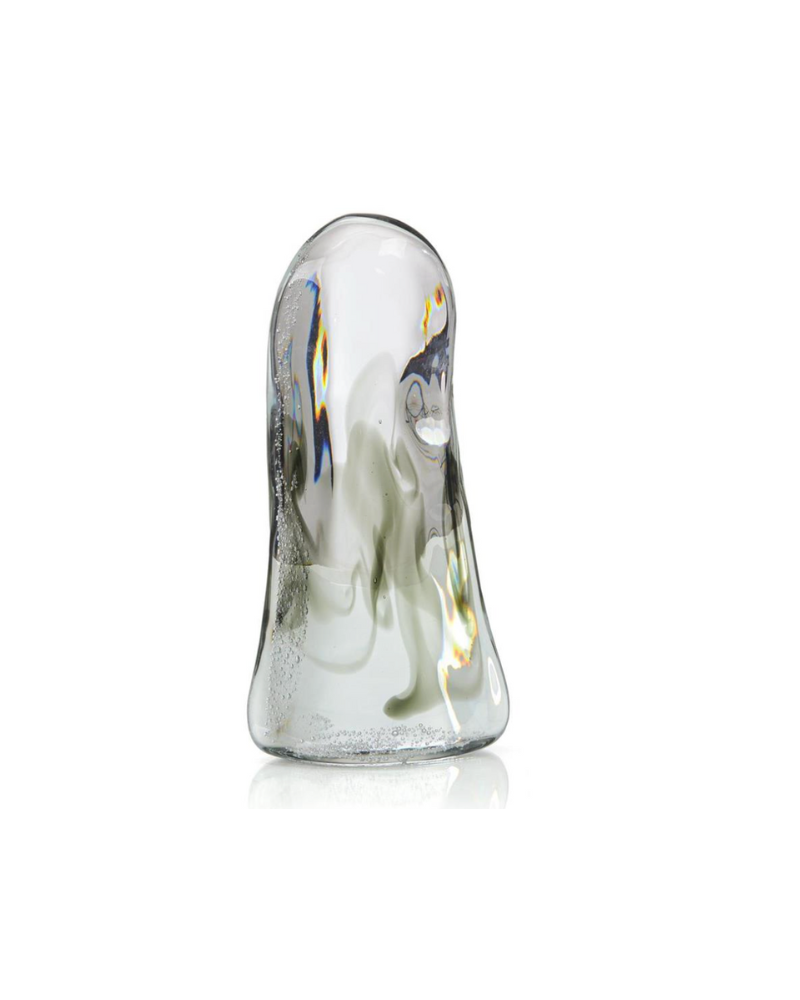Swirls of Gray Handblown Glass Sculpture - Gray