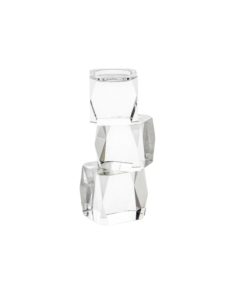 Crystal Cubist Candleholder 3- Clear