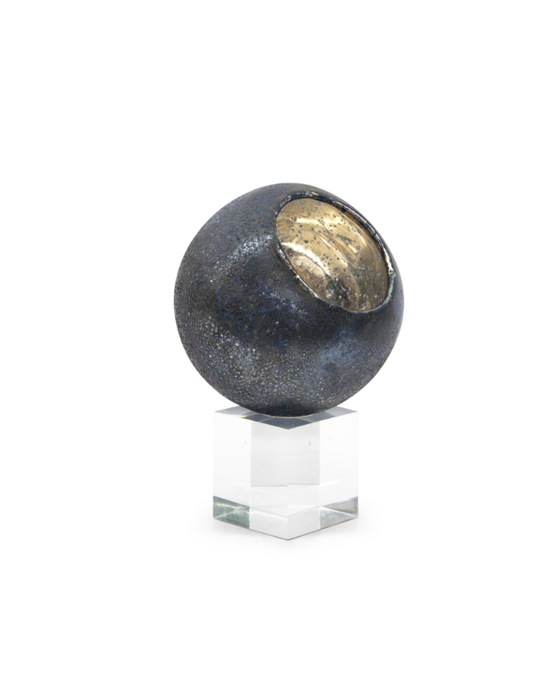 Sphere with Crystal Base Floral - Blue