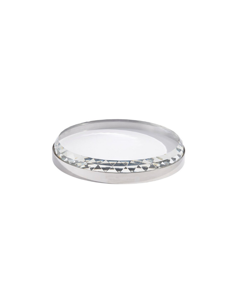 Banded Crystal Tray - Nickel