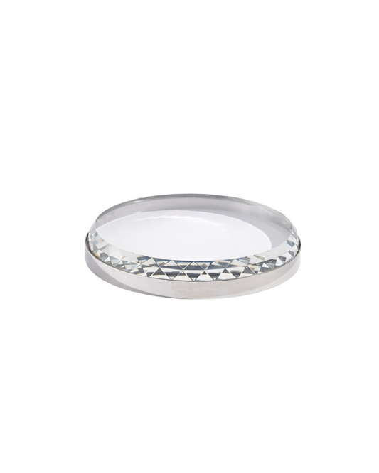 Banded Crystal Tray - Nickel