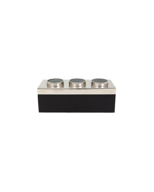 Box with Metal and Stone Detail - Black