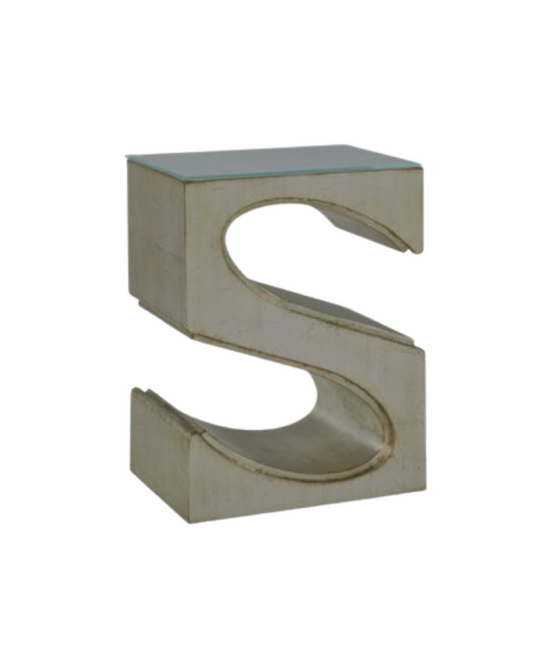 Sylvia Glass Top End Table - Silver