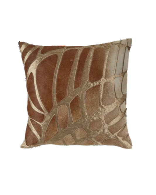 22x22 Abstract Tan Hide & Gold Metallic Embroidery on Natural Linen Backing