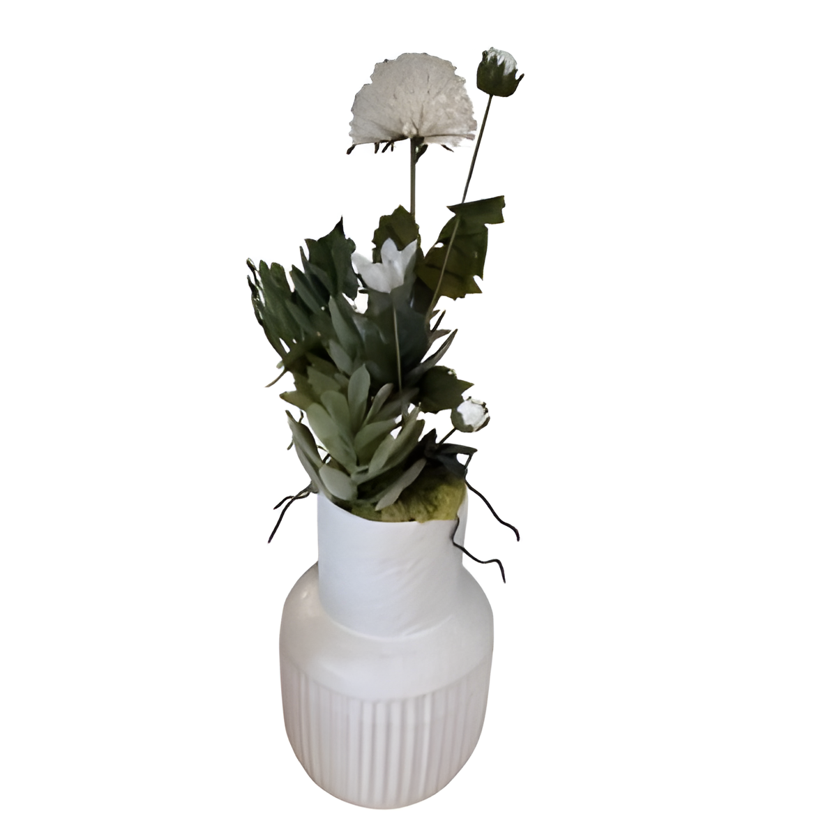 Floral Arrangement in Ridged Cream Vase