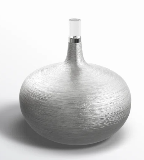 Wide Silver Vase with Topper