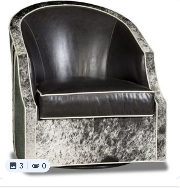 Cowhide Swivel Chair - Black