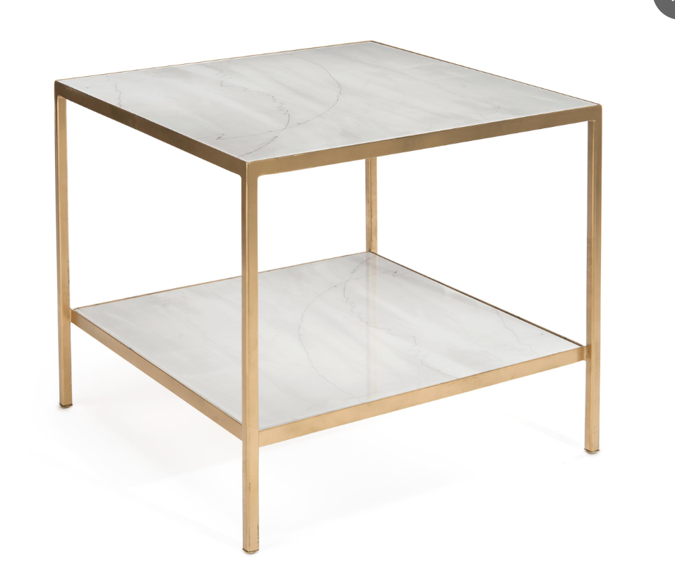 Marble Side Table - White/Gold