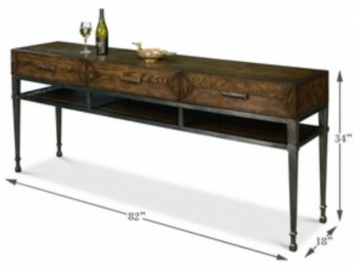 Wood and Metal Console Table - Brown