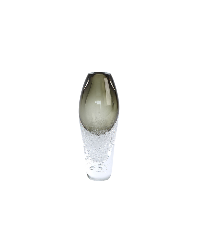 Bubbled Torch Glass Vase - Olive Green