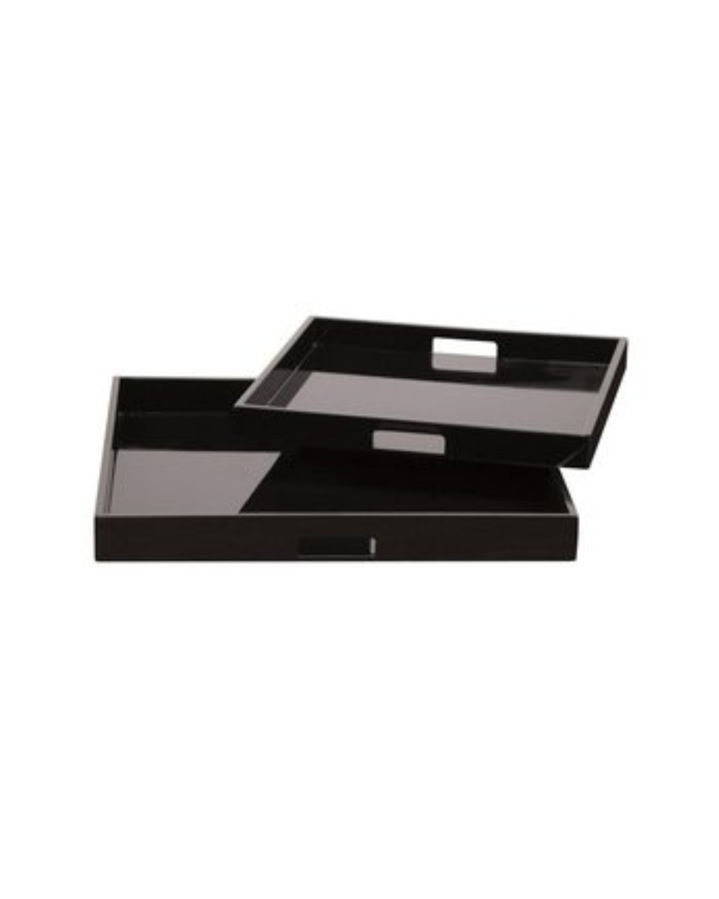 Black Lacquer Wood Trays (Set of 2)