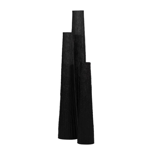 Ribbed Floor Vase - Black - Large