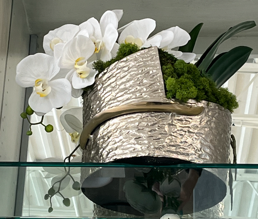 Two Tone Container Floral - Silver