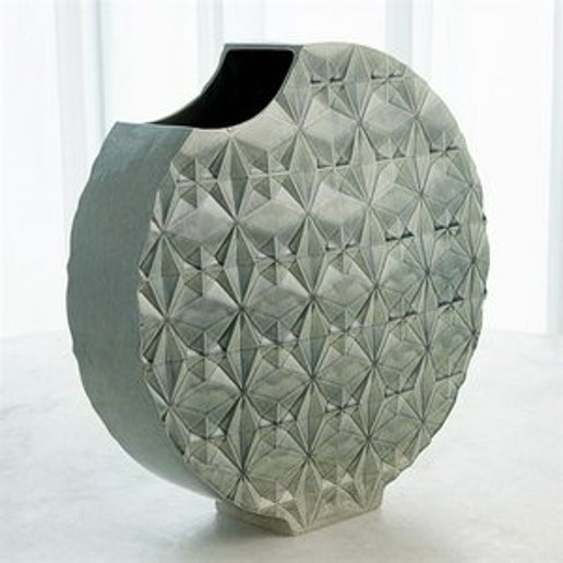 Ceramic Geometric Vase - Greenish Gray