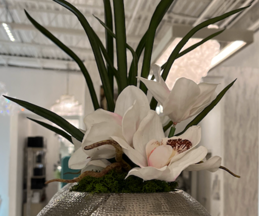 Round Ball Vase Floral - Silver