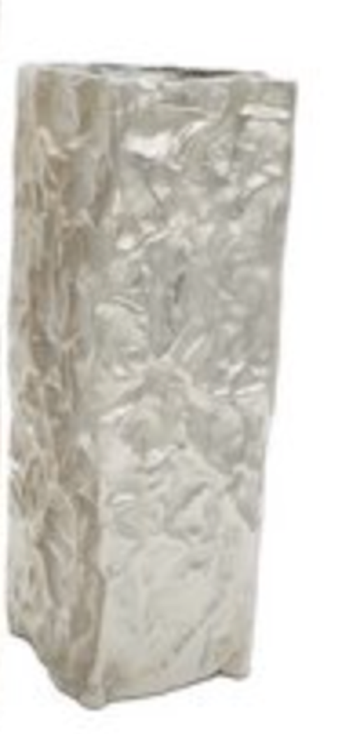 Rippled Square Cylinder Vase - Silver