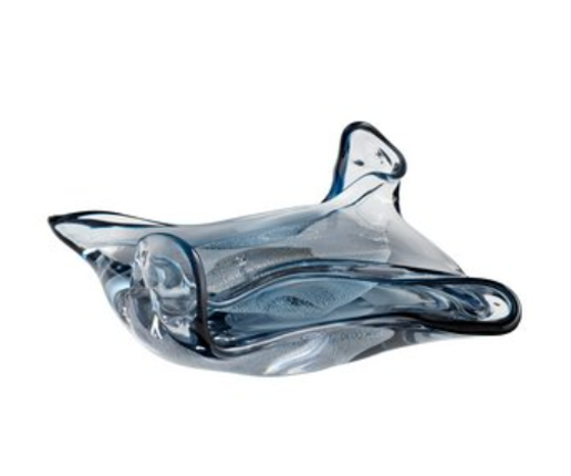 Blue blown glass sculpture Mantaray