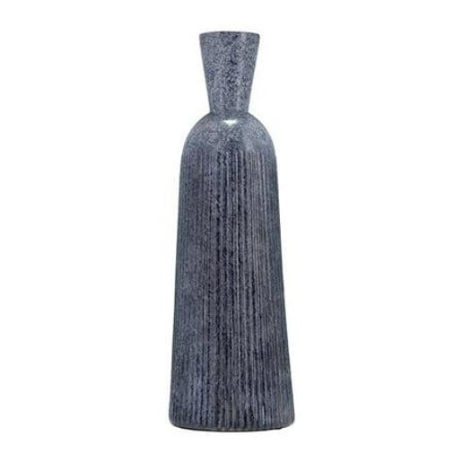 Grooved Glass Vase - Blue