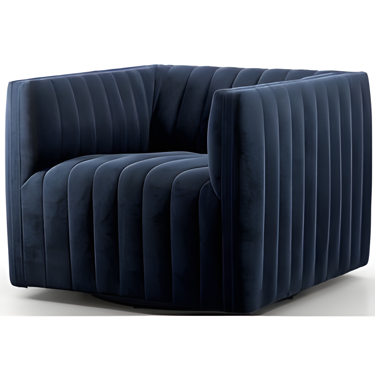 Navy Channel Upholstered Swivel Chair