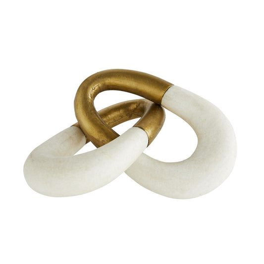 Interlocking Terra Sculpture - Ivory & Antique Brass