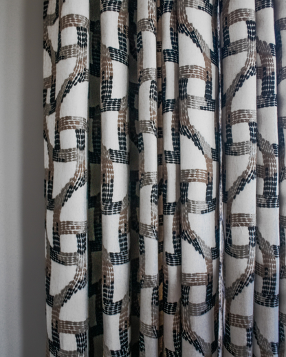 Drapery Panels - Black and Brown Embroidery