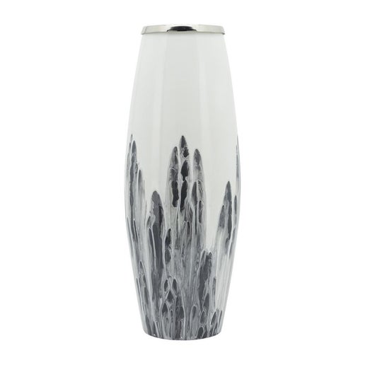 Metal Ring Vase - Blue & White