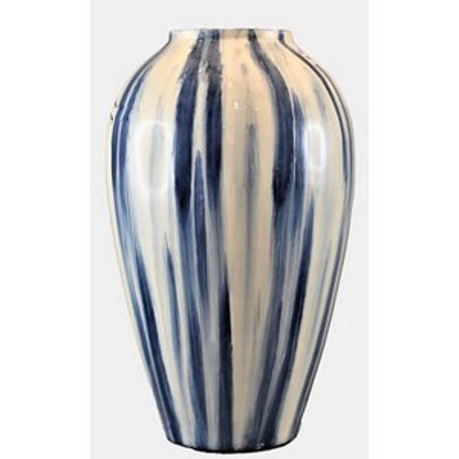 Short Brush Stroke Vase - Blue & White