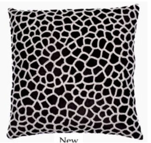20x20 Pillow All-Over Creme Embroidery & Bead on Black Velvet