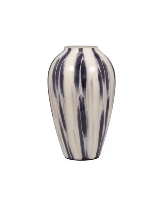 Short Brush Stroke Vase - Blue & White