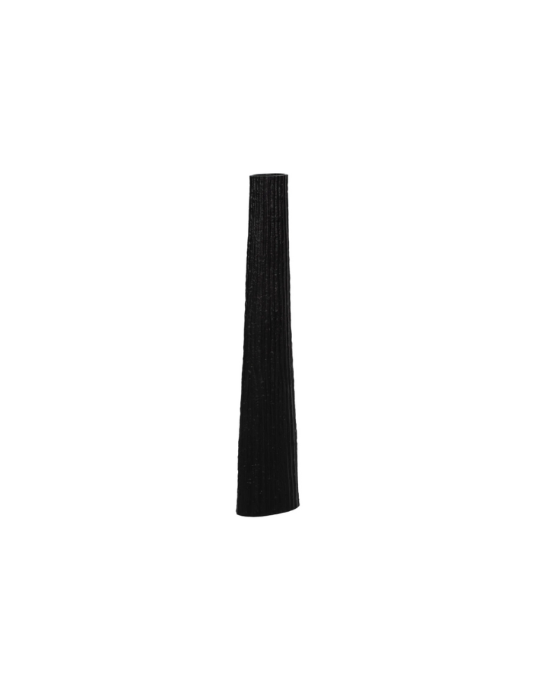 Metal 35" Ribbed Floor Vase - Black