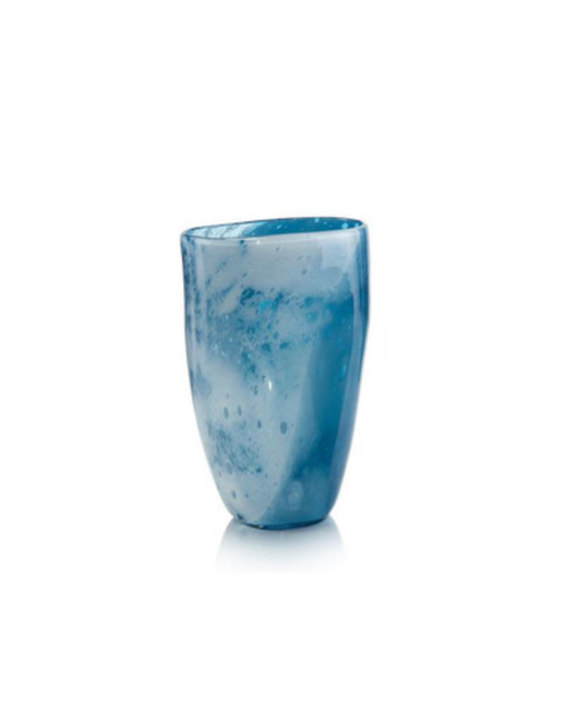 Skies of Blue & Clouds of White Glass Vase - Blue