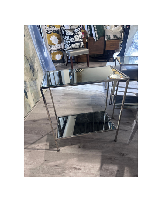 Mirrored Side Table - Silver