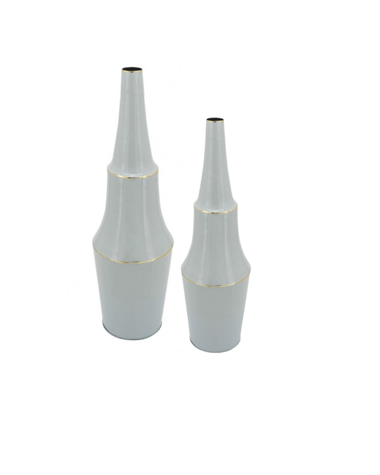 Metal Mint Vase with Gold Trims XL Tall - Seafoam