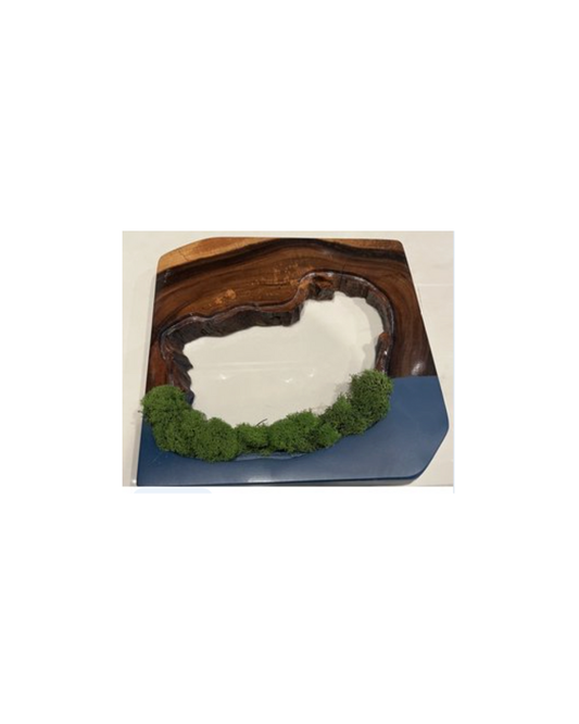 Wood Moss Art  - Blue