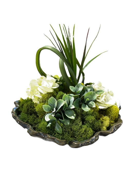 Short Sculpted Vase Hydrangea Floral - Blue