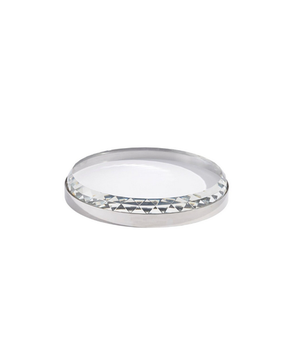Banded Crystal Tray - Nickel