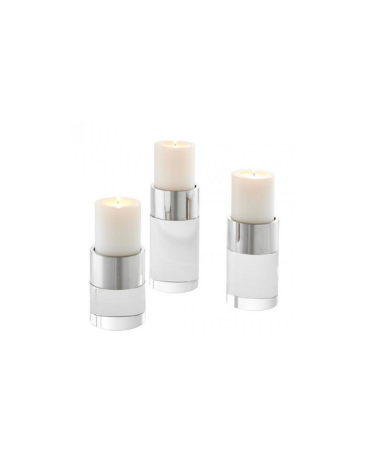 Acrylic Candle Holders - Silver - Set of 3