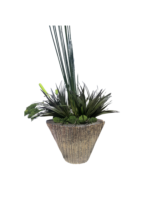 SSI Floral in Brass Triangle Vase - Gold