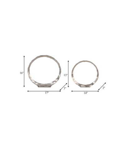 Metal Hammered Rings Set of 2 - Silver