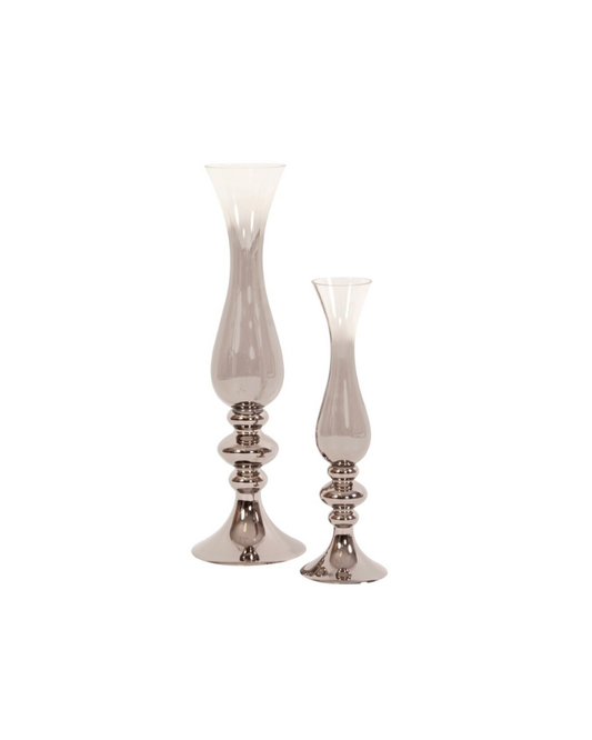 Smoky Chrome Hand Blown Glass Vase Large- Smoke