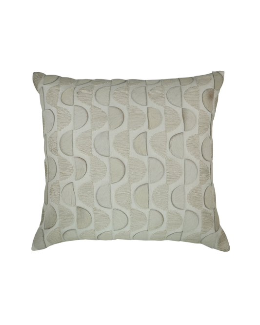 22x22 Abstract Creme Hide Circles on Creme Slub Linen