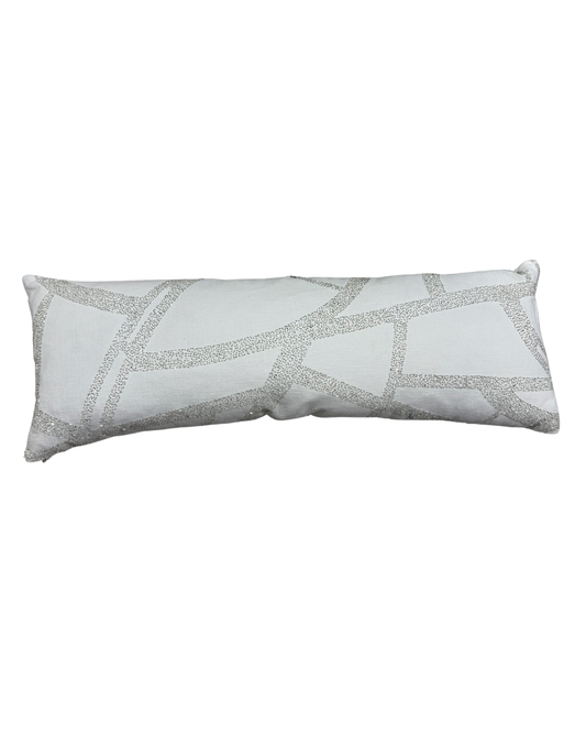 14x38 Creme Slub with All-Over Modern Silver Crystal Beads