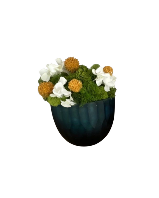 Small Blue Glass Bowl Floral