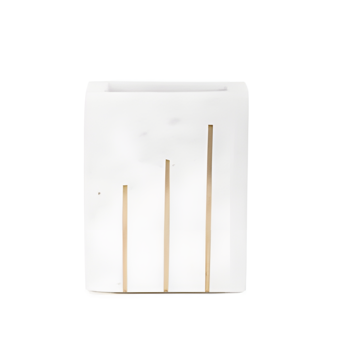 White Rectangular Vase with Gold-Tone Stripes
