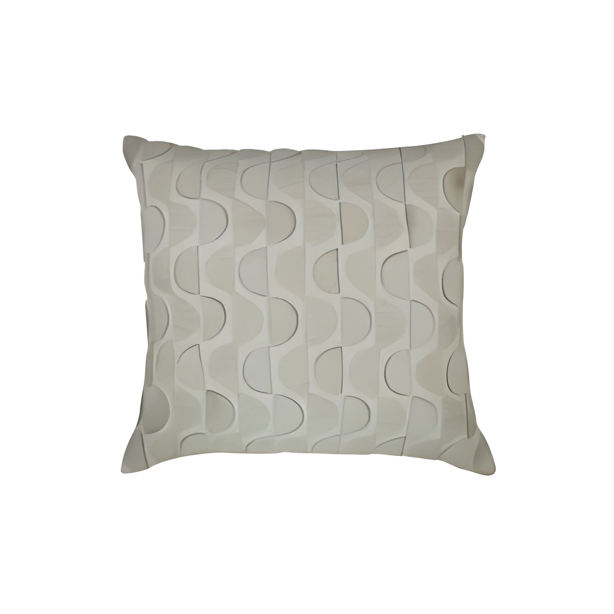 Cream Hide Circle Pillow, 22 x 22